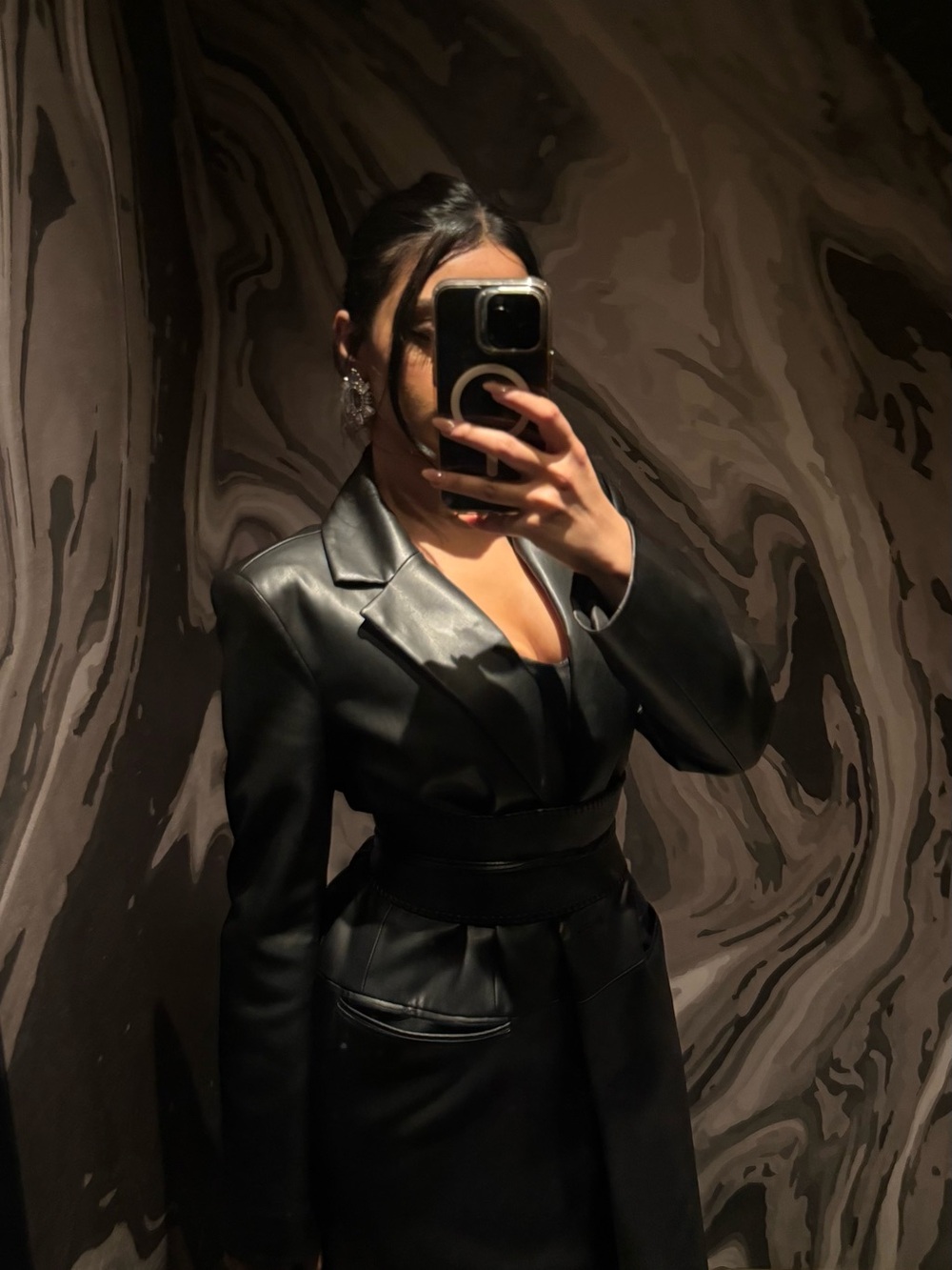 ZARA Black Faux Leather Trench Coat
